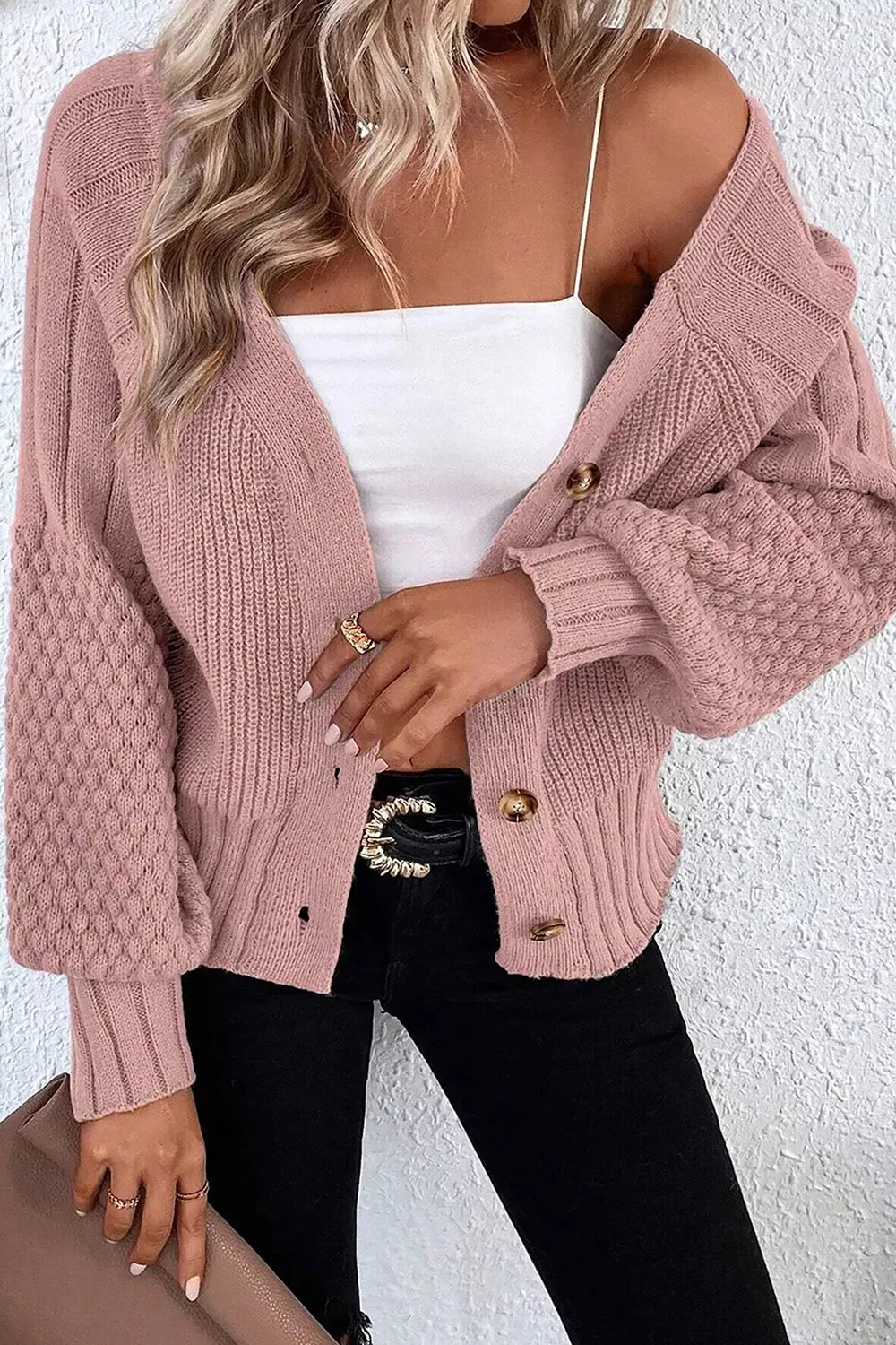 V-Neck Button-Down Cardigan