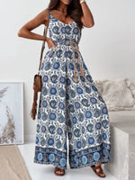 Paisley Print Spaghetti Strap Wide Leg Jumpsuit