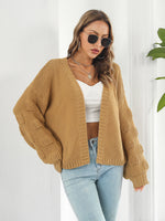 Open Front Ribbed Trim Cardigan
