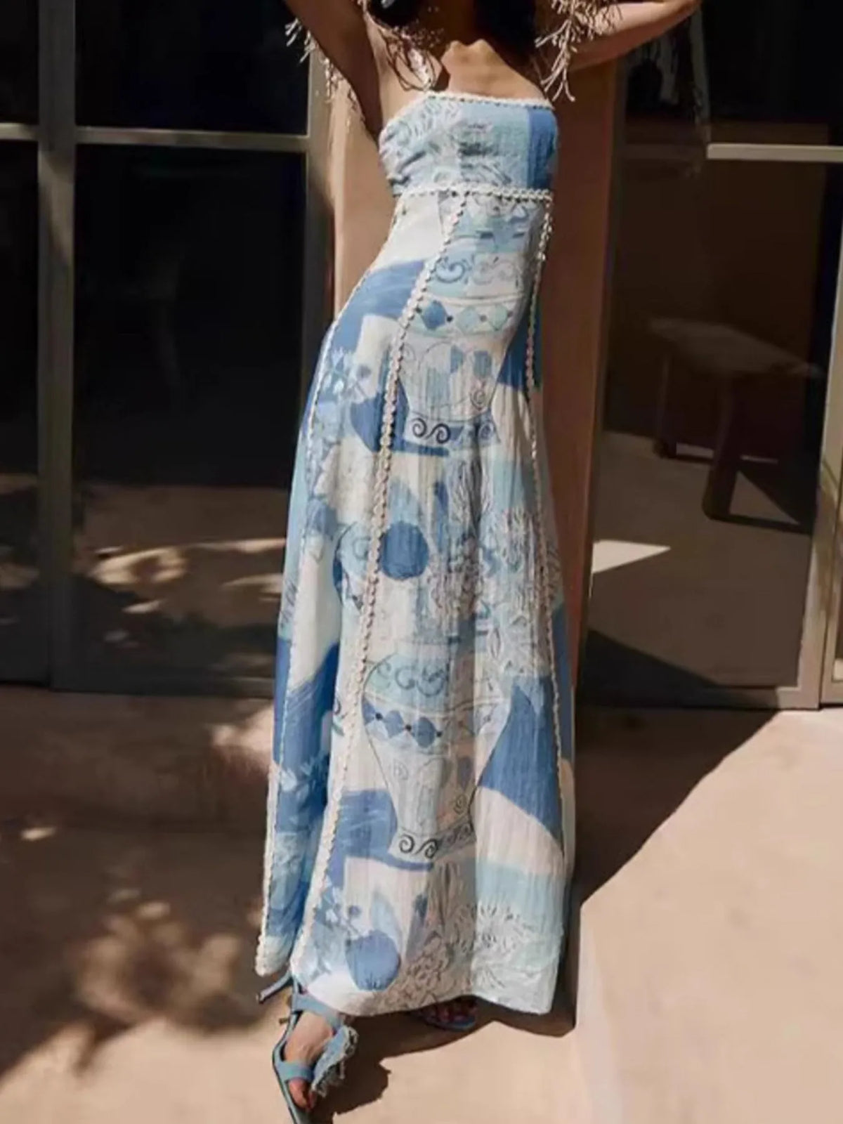 Printed Square Neck Cami Maxi Dress