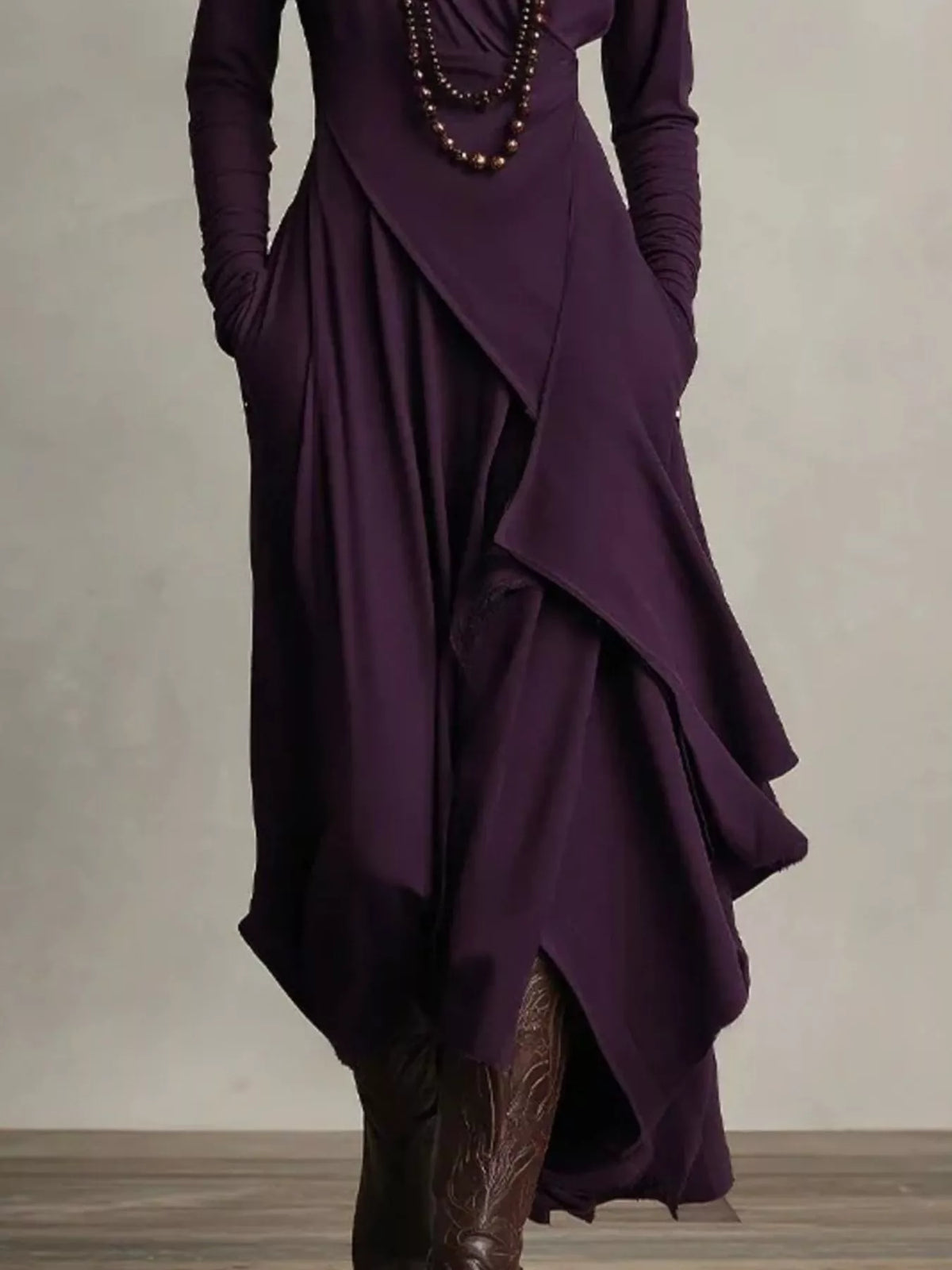 Full Size Asymmetrical Hem Turtleneck Dress Plus Size