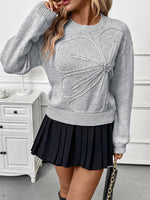 Flower Round Neck Long Sleeve Sweater