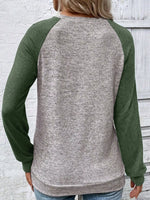 Color Block Raglan Long Sleeve T Shirt