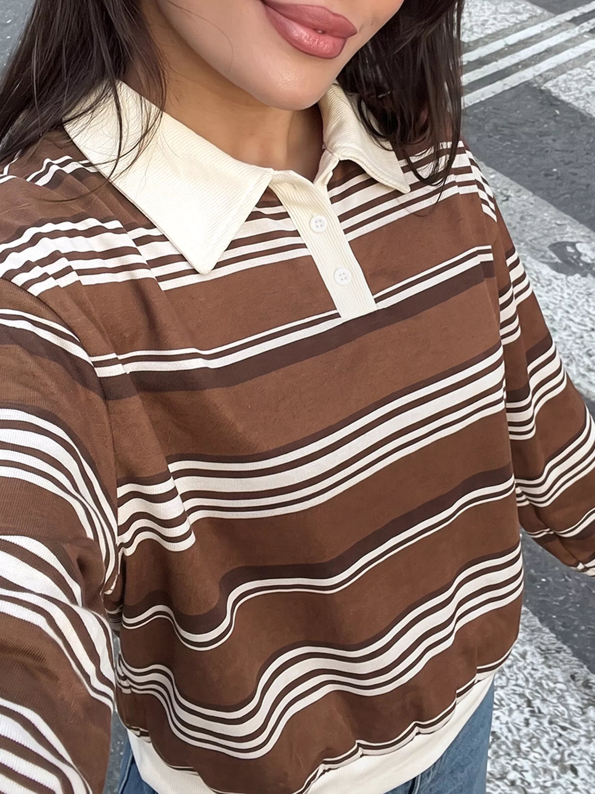 Striped Dropped Shoulder Sweatshirt