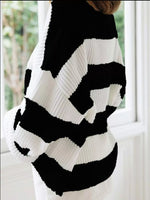 Contrast Striped Round Neck Sweater