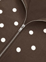 Polka Dot Half Zip Cropped Sweatshirt