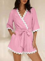 Scalloped Trim Wrap Romper