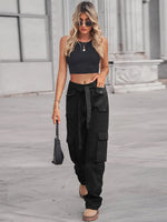 High-Waisted Multi-Pocket Cargo Jeans