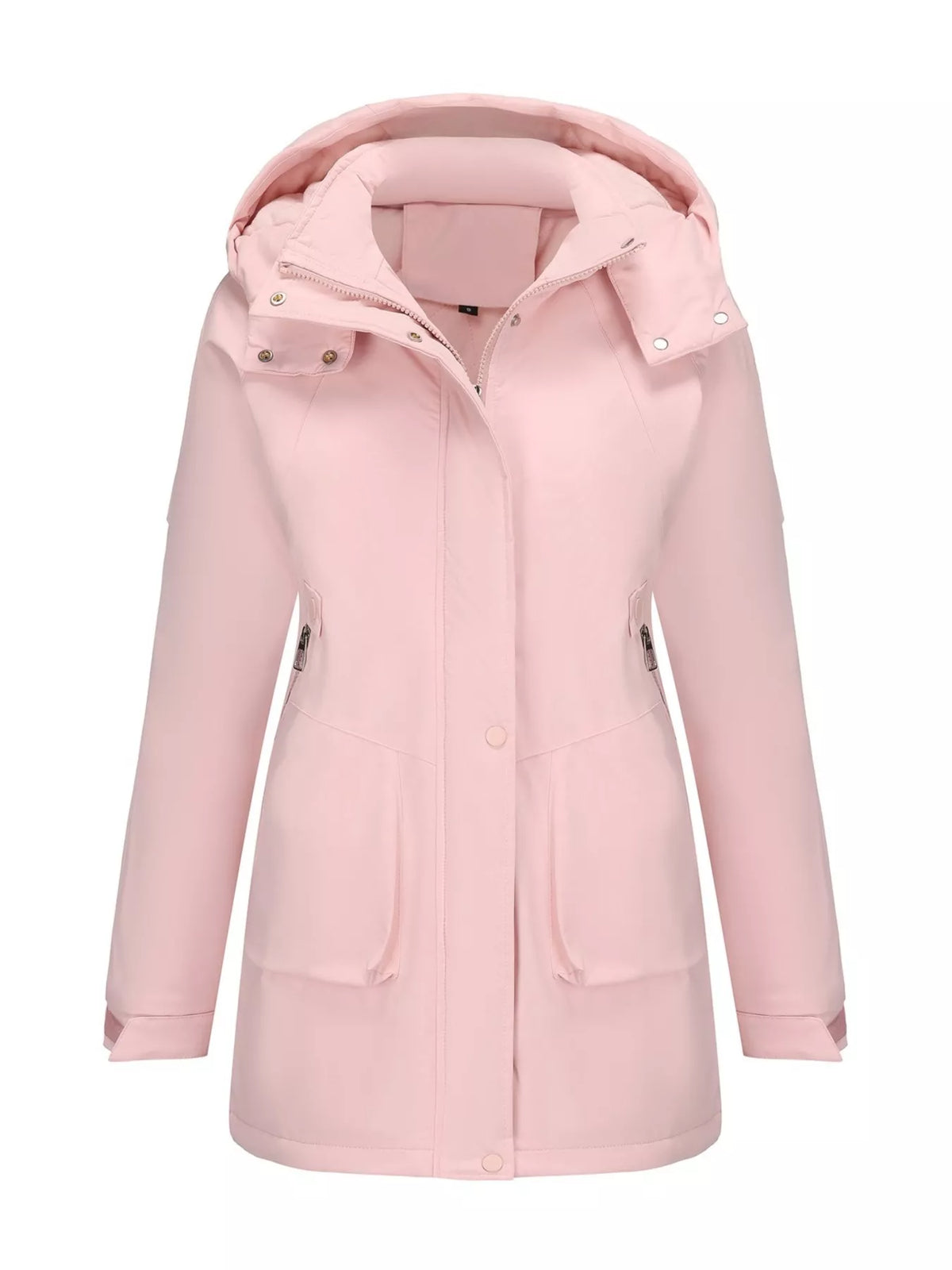Full Size Hooded Mid-Length Windproof Outerwear Plus Size