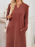 Casual Ribbed Knit Long Sleeve Dress