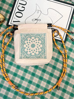 Embroidered Crossbody Bag with Rope Strap