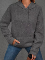 Full Size Textured Embossed Long Sleeve Hoodie Plus Size