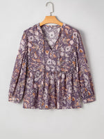 Floral Print Tie Neck Blouse