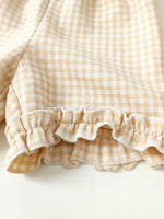 Children's Gingham Ruffle Trim Tank Top & Shorts Set