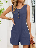 Button Front Sleeveless Romper