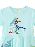 Children's Mermaid Embroidered Short Sleeve Dress