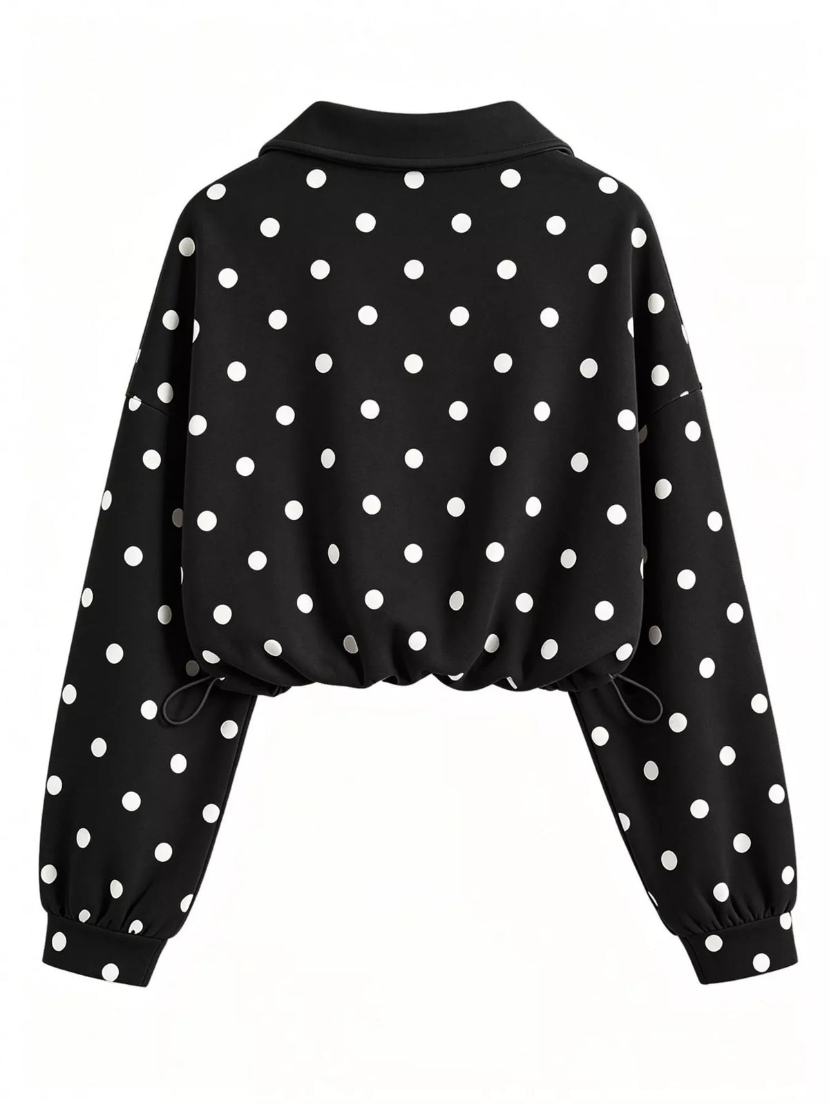 Polka Dot Half Zip Cropped Sweatshirt