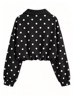 Polka Dot Half Zip Cropped Sweatshirt