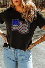 US Flag Round Neck Short Sleeve T-Shirt