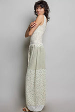 POL Patchwork Mixed Knit Wide Leg Pants