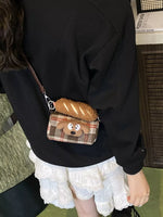 Plaid Pattern Plush Trim Crossbody Bag