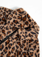 Leopard Print Faux Fur Longline Coat