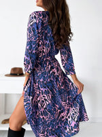 Printed Tie Waist Midi Dress