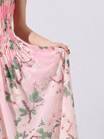 Floral Print Pleated Maxi Dress