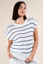 VERY J Striped Knit Sweater Vest Top