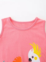 Children's Tropical Parrot Print Sleeveless Dress