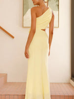 One-Shoulder Floral Cutout Dress