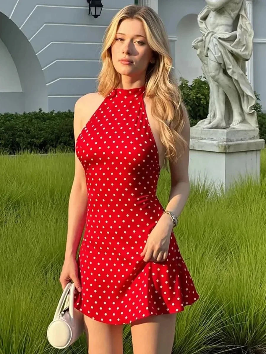Cheryl Dot Printed Sexy A-Line Dress