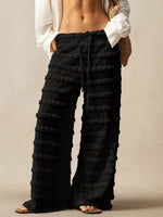 Lace Drawstring Wide-Leg Pants