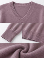 V-Neck Solid Color Sweater