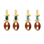 Turquoise Resin Geometric Drop Earrings