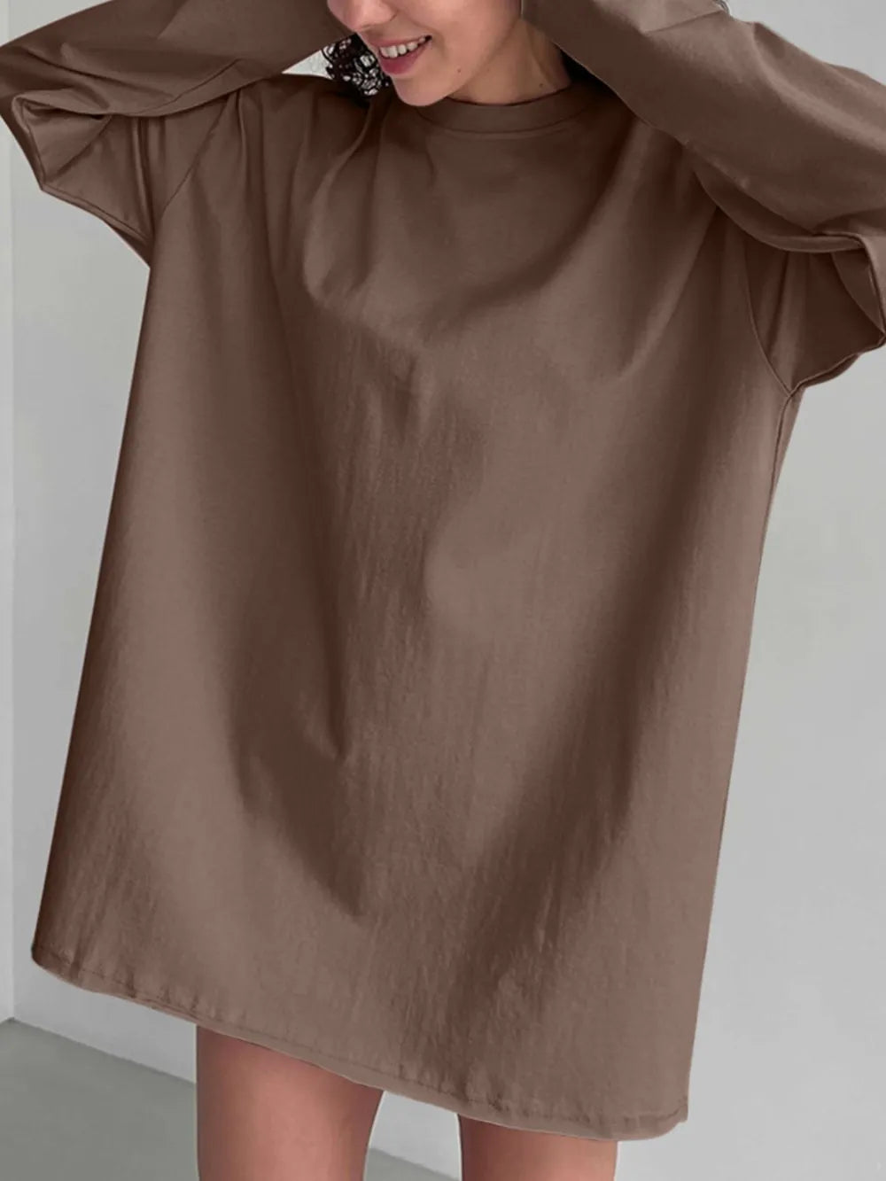 Round Neck Long Sleeve Oversized T-Shirt