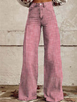 Striped High-Waisted Wide Leg Jeans