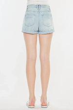 Kancan High Rise Repaired Mom Denim Shorts