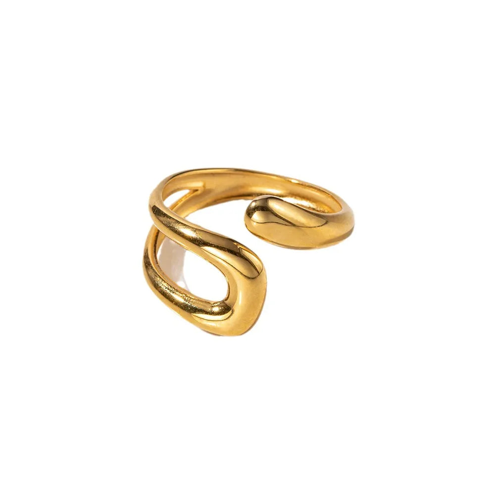 18K Gold-PlatedGeometric Gold Twisted Open Ring