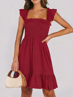 Smocked Ruffle Hem Mini Dress