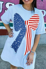 Patriotic Bow Graphic T-Shirt Dress