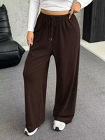 Full Size Drawstring Wide Leg Pants Plus Size