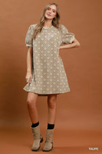 Umgee Floral Textured Puff Sleeve Mini Dress