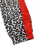 Leopard Zip Up Bomber Jacket with Contrast Side Stripes