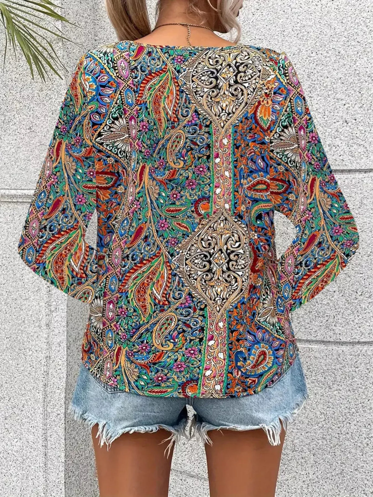 Paisley Print Long Sleeve Blouse