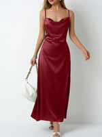 Satin Cowl Neck Cami Dress