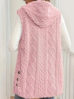 Hooded Button-Up Sherpa Vest Coat