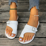 Buckle-Accent Toe Loop Sandals