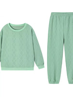 Texture Round Neck Top and Pants Set