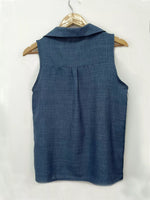 Full Size Button-Up Collared Neck Sleeveless Top Plus Size